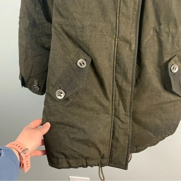 Aritzia Community Parka Jacket Coat Ski Duck Down hemp Recycled Green Small XS - Picture 13 of 16